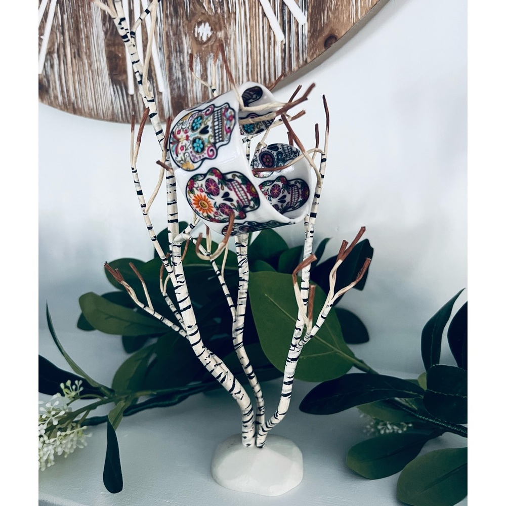 Acrylic Sugar Skull Cuff Bangle Bracelet Double-Sided Halloween Day Of The Dead